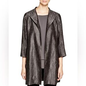 Eileen Fisher L silk Grove high collar jacket textured metallic